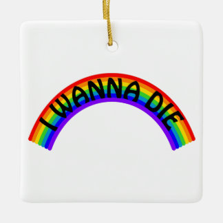 Ik Wil Sterven - Regenboog Keramisch Ornament