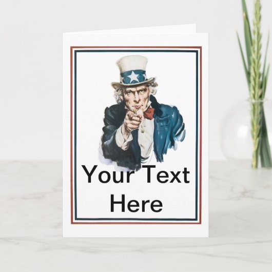 Ik wil u Oom Sam Customize Jouw tekst Kaart (Voorkant)