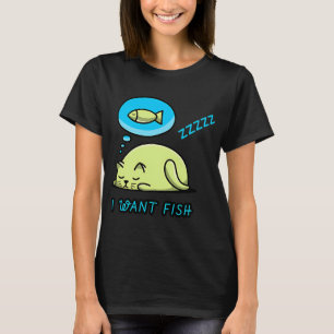 IK WIL VIS SLAPENDE KAT T-SHIRT