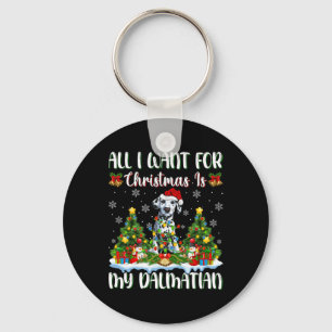 Ik wil voor Kerstmis is een Dalmatische hond kerst Sleutelhanger
