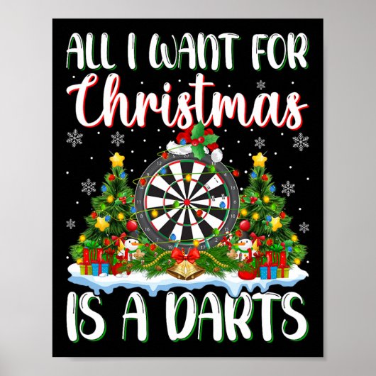 Ik wil voor Kerstmis is een darts kerstboom lichte Poster (Voorkant)