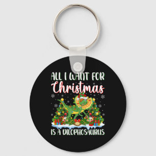 Ik wil voor Kerstmis is een Dilophosaurus kerstboo Sleutelhanger
