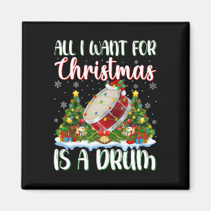 Ik wil voor Kerstmis is een drum kerstboom lichten Magneet