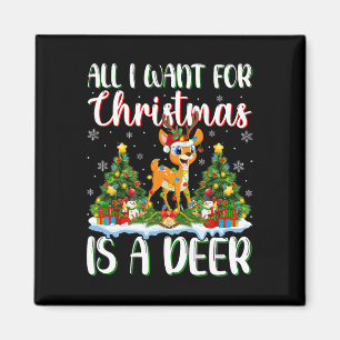Ik wil voor Kerstmis is een hert kerstboom lichten Magneet