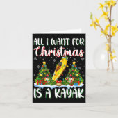 Ik wil voor Kerstmis is een kajak kerstboom lichte Kaart (Gele Bloem)