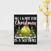 Ik wil voor Kerstmis is een softbal kerstboom lich Kaart (Gele Bloem)