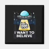 Ik wil X-Files Parodie UFO Cat Design geloven Magneet (Voorkant)