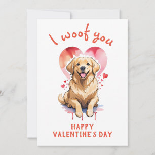 Ik woef je gouden retriever hond valentijnsdag feestdagenkaart