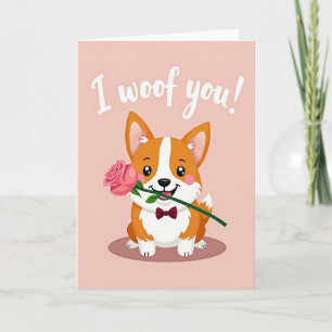Ik Woef Jou Corgi Roos Kaart