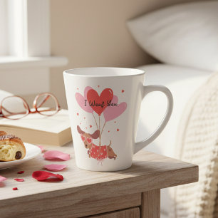 Ik woof je Schattigee teckel hond rode hart ballon Latte Mok