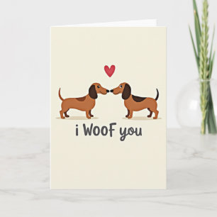 Ik Woof Jou Dachshond Valentijnskaart Kaart