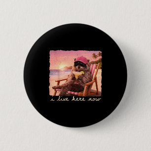 Ik woon hier funny wasbeer meme verwilderd meisje ronde button 5,7 cm