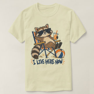 Ik woon hier nu Funny Raccoon Beach Humor T-shirt