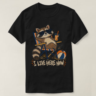 Ik woon hier nu Funny Raccoon Beach Sport Humor T-shirt