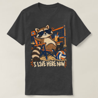 Ik woon hier nu Funny Raccoon Volleybal Meme T-shirt