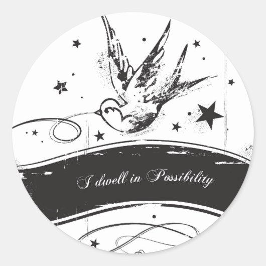 "Ik woon in Mogelijkheid" Ronde Sticker (Voorkant)