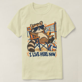 Ik woon nu hier Meme Volleybal Toernooi Wasbeer T-shirt