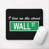 "Ik woon op de straat Wall St" Dark Mousepad Muismat (Met muis)
