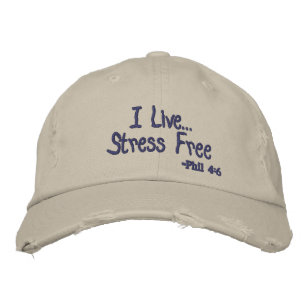 Ik woon Stress gratis Aanpassen Geborduurde Pet