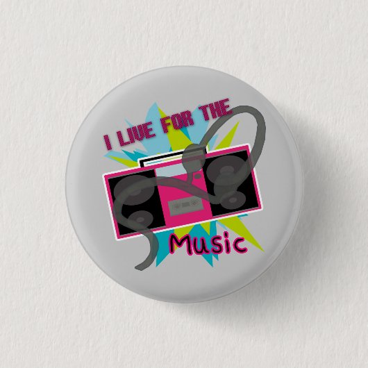 Ik woon voor de muziekButton Ronde Button 3,2 Cm (Voorkant)