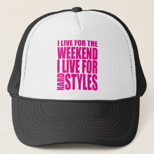Ik woon voor het weekeinde (roze) trucker pet