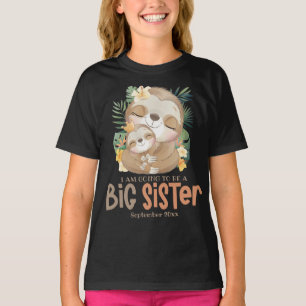 Ik word een grote zus luiaard aankondiging t-shirt
