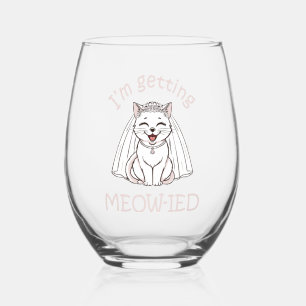 Ik word ge-meow-ied! wijnglas zonder voet