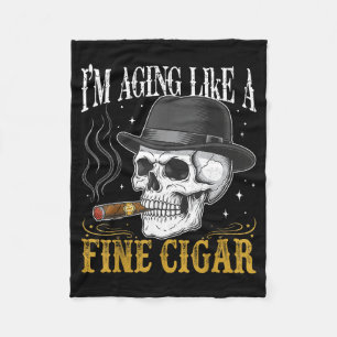 Ik word ouder als een fijne sigaar Funny Skull Vad Fleece Deken