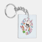 Ik wortel helemaal niet - Schattige schedelkonijn Sleutelhanger (Voorkant Links)