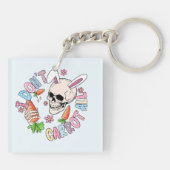 Ik wortel helemaal niet - Schattige schedelkonijn Sleutelhanger (Achterkant)
