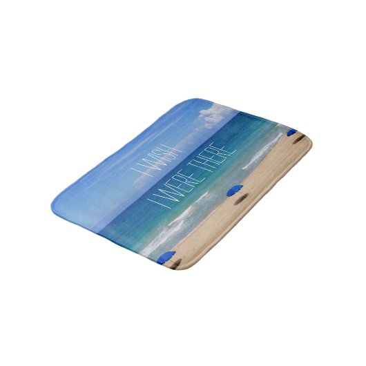 Ik wou dat ik er was - Blue Beach Umbrella Badmat (Gekanteld)