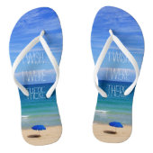 Ik wou dat ik er was - Blue Beach Umbrella Teenslippers (Voetbed)