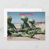 Ik wou dat je hier buitenaardse wezens op het stra briefkaart (Voorkant / Achterkant)