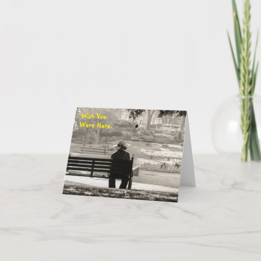 Ik wou dat je hier was op Park Bench Note Card Kaart (Voorkant)