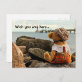 Ik wou dat je hier was, teddybeer briefkaart (Voorkant / Achterkant)