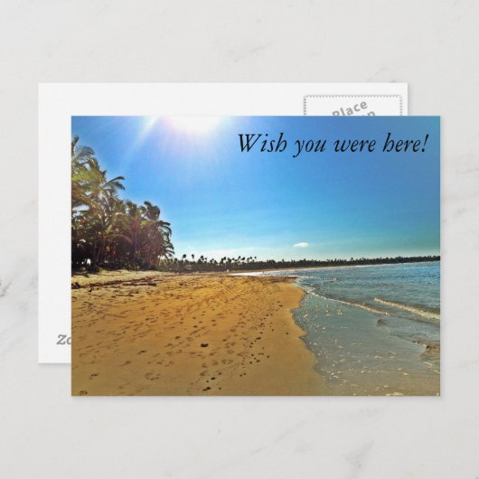 Ik wou dat je hier was! zandige briefkaart (Voorkant / Achterkant)