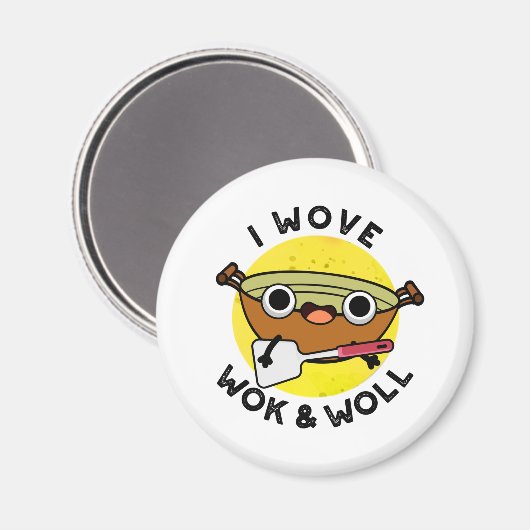 Ik Wove Wok en Woll Funny Chinese Wok Pun Magneet (Voorkant / Achterkant)
