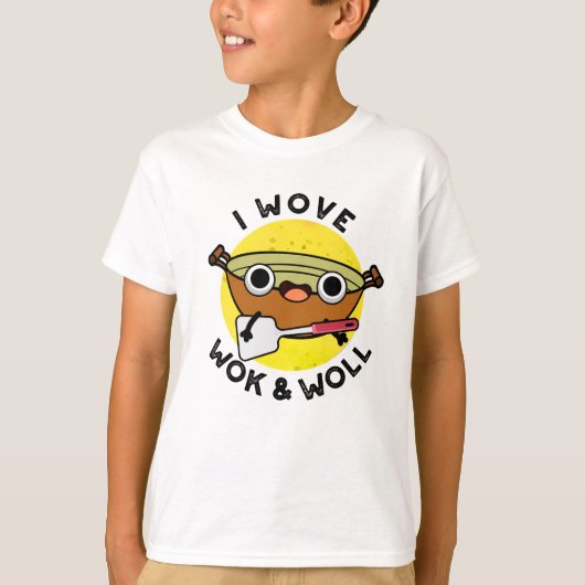Ik Wove Wok en Woll Funny Chinese Wok Pun T-shirt (Voorkant)