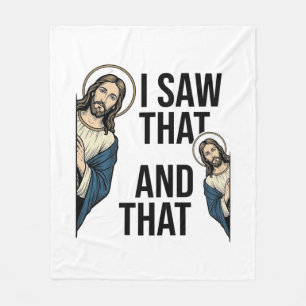 Ik zag dat grappige Jezus glurend vintage shirt on Fleece Deken