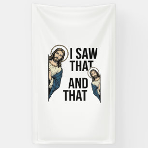 Ik zag dat grappige Jezus glurend vintage shirt on Spandoek