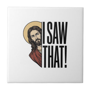 Ik zag dat grappige religieuze gluur grafisch ontw tegeltje