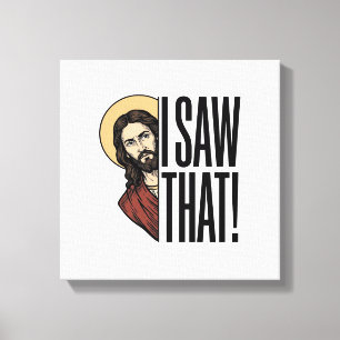 Ik zag dat grappige religieuze gluurder grafisch o canvas afdruk
