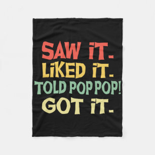 Ik zag dat het leuk vond, zei Pop Pop kreeg het gr Fleece Deken