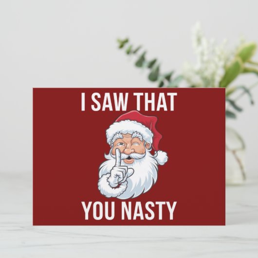 Ik zag dat jij ondeugend grappig kerstfeest hilari feestdagenkaart (Staand voorkant)