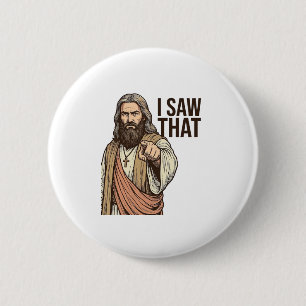 Ik zag dat religieuze aanwijzende vintage gravure ronde button 5,7 cm