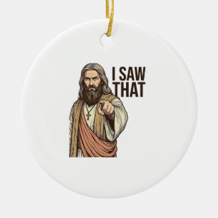 Ik zag dat religieuze wijzende vintage gravure Sh Keramisch Ornament