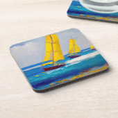 "Ik zag drie boten" Zeegezicht Bier Onderzetter (Linkerzijde)