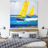"Ik zag drie boten" Zeegezicht Canvas Afdruk (Insitu (Slaapkamer))
