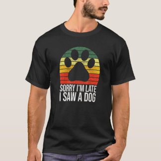 Ik zag een hond Gezegde poot retro corgi T-shirt