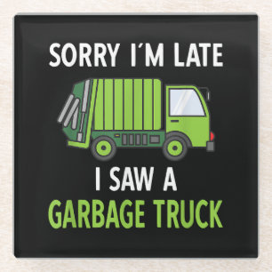 Ik zag een vuilniswagen Costume Recycling Garbage Glazen Onderzetter